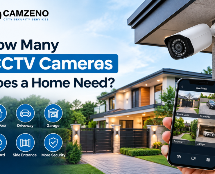 How many CCTV cameras does a home need? Home security camera coverage for front door, driveway, garage, backyard, and side entrance.
