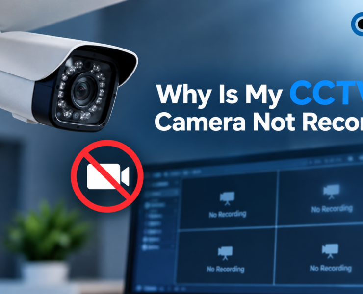 CCTV camera not recording with security monitoring screen showing no recording.