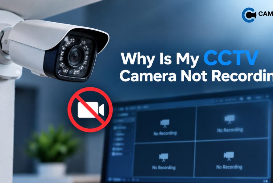 CCTV camera not recording with security monitoring screen showing no recording.