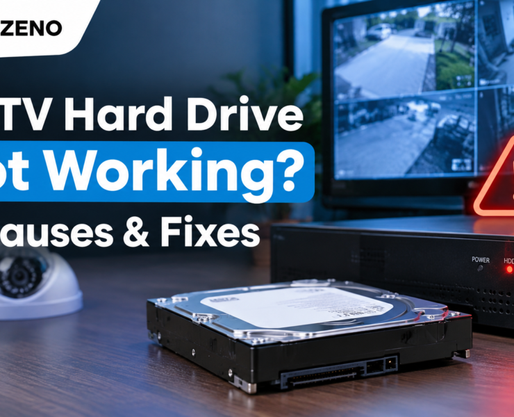 CCTV hard drive not working with a DVR security recording system showing an HDD error