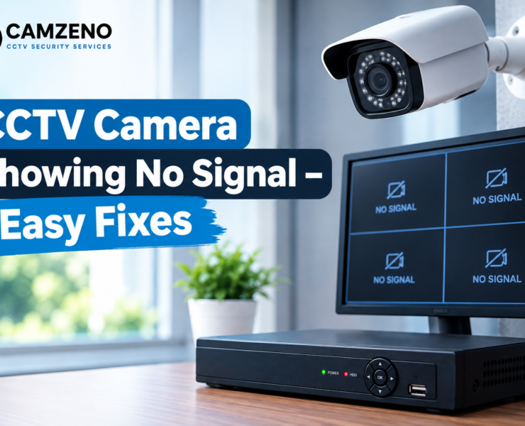 CCTV camera showing no signal with a security monitor and DVR system